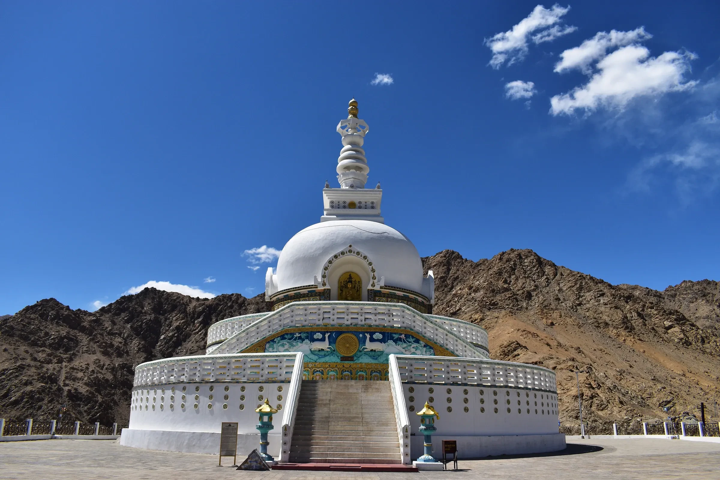 Shanti Stupa, the white domed Buddhist monument above Leh