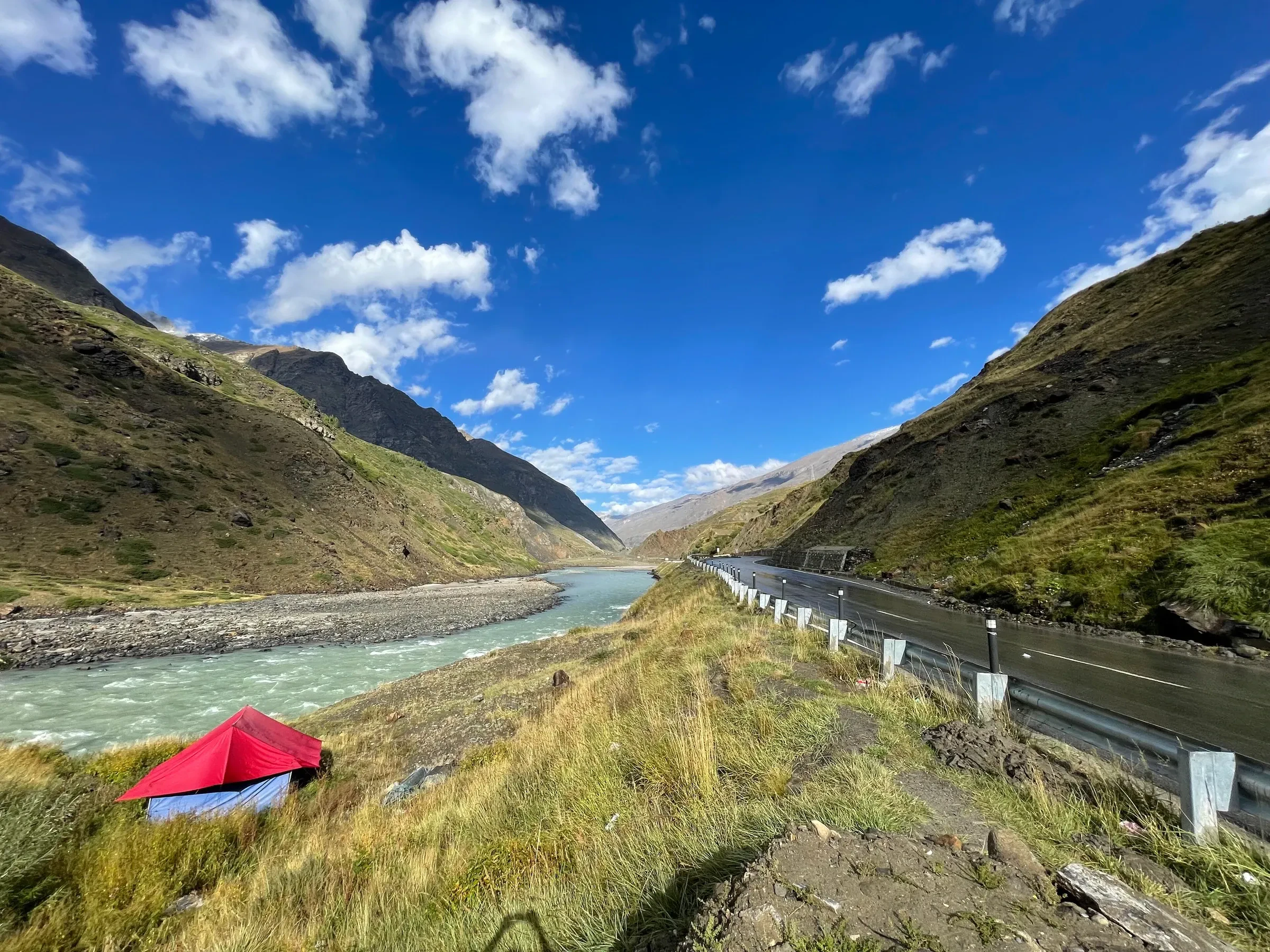 The Bhaga River running beside the Manali to Leh highway in Lahaul