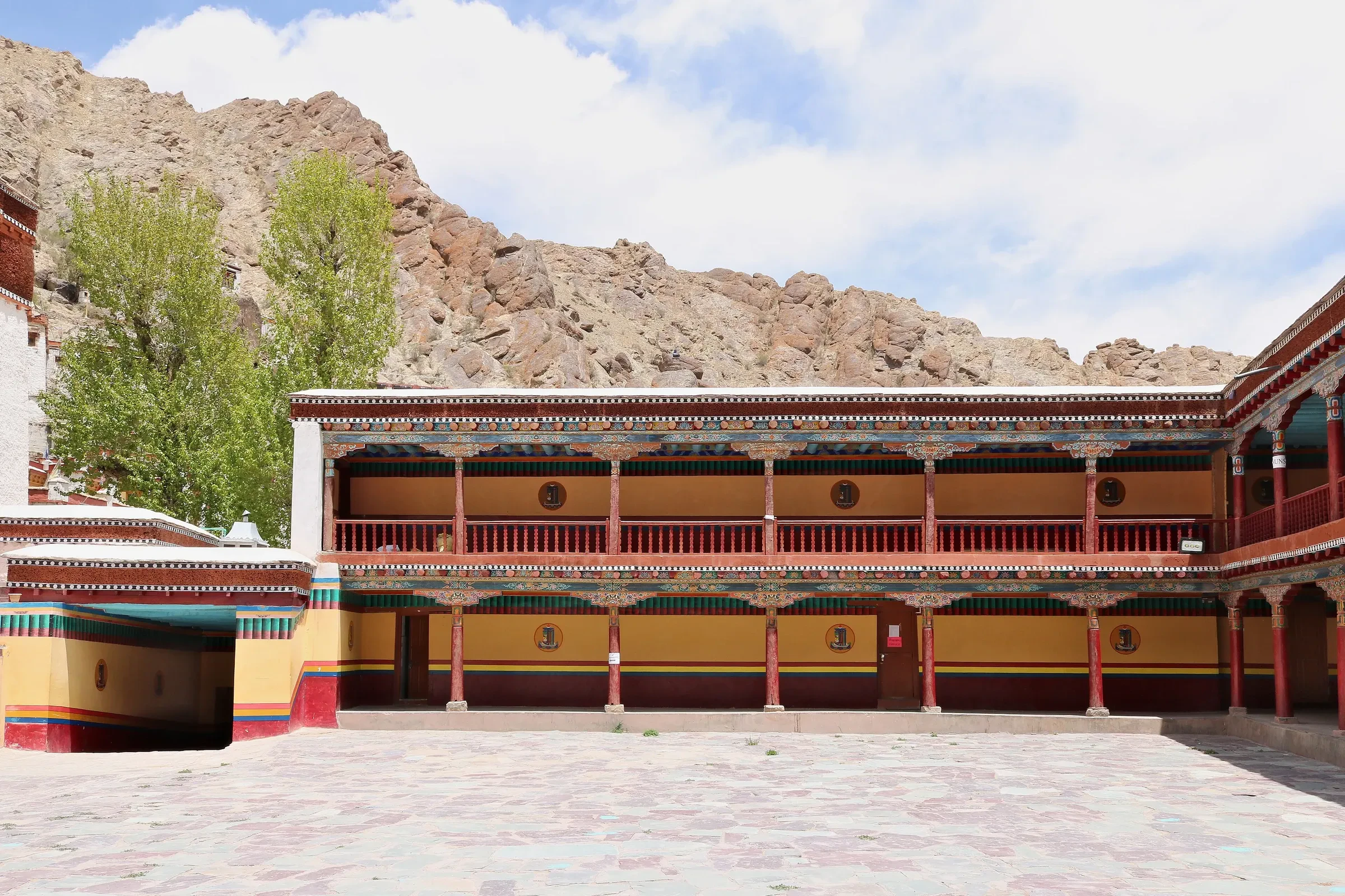 The courtyard and monk cells at Hemis Monastery in the Indus Valley