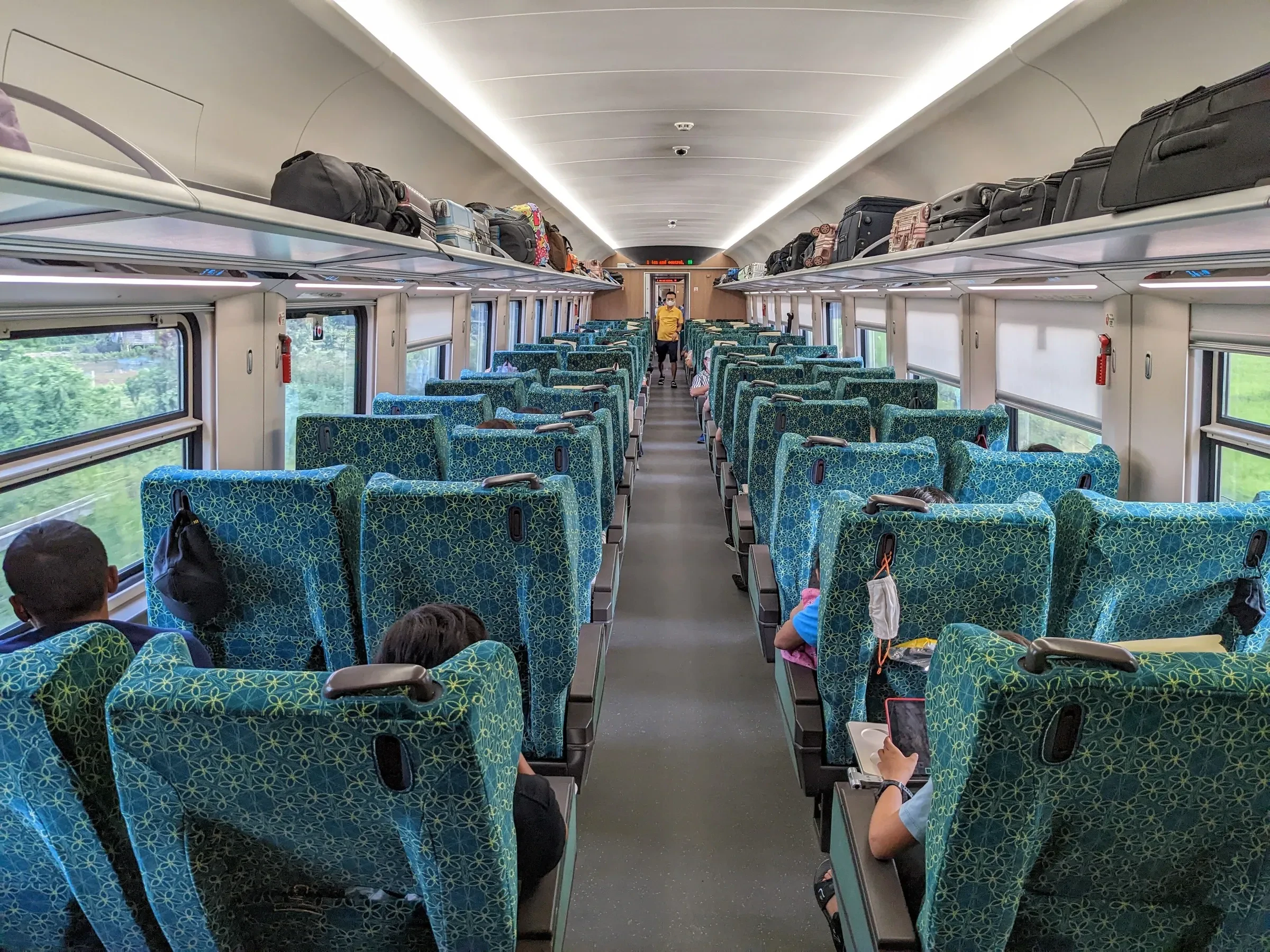 Inside a carriage on the Laos-China Railway