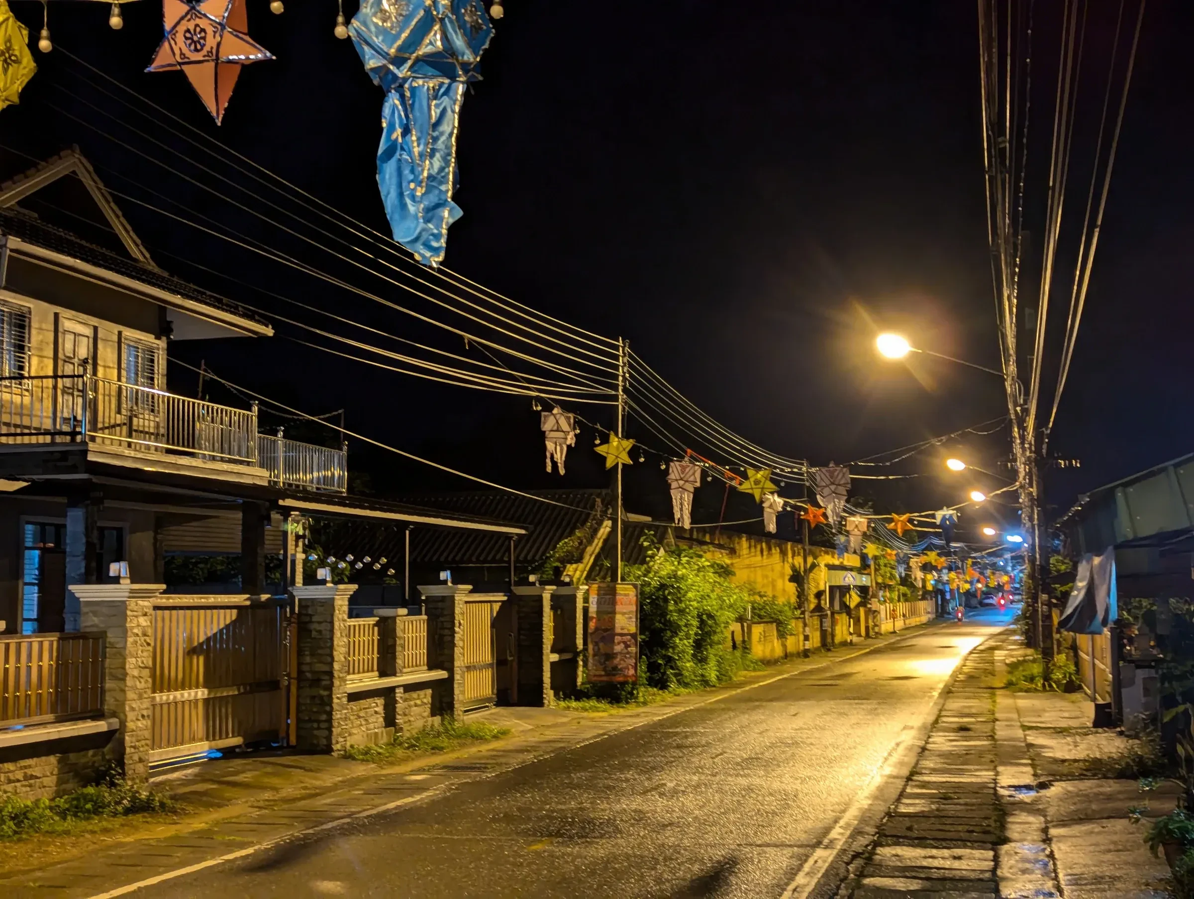 A lantern-lit street in Mae Sariang at night