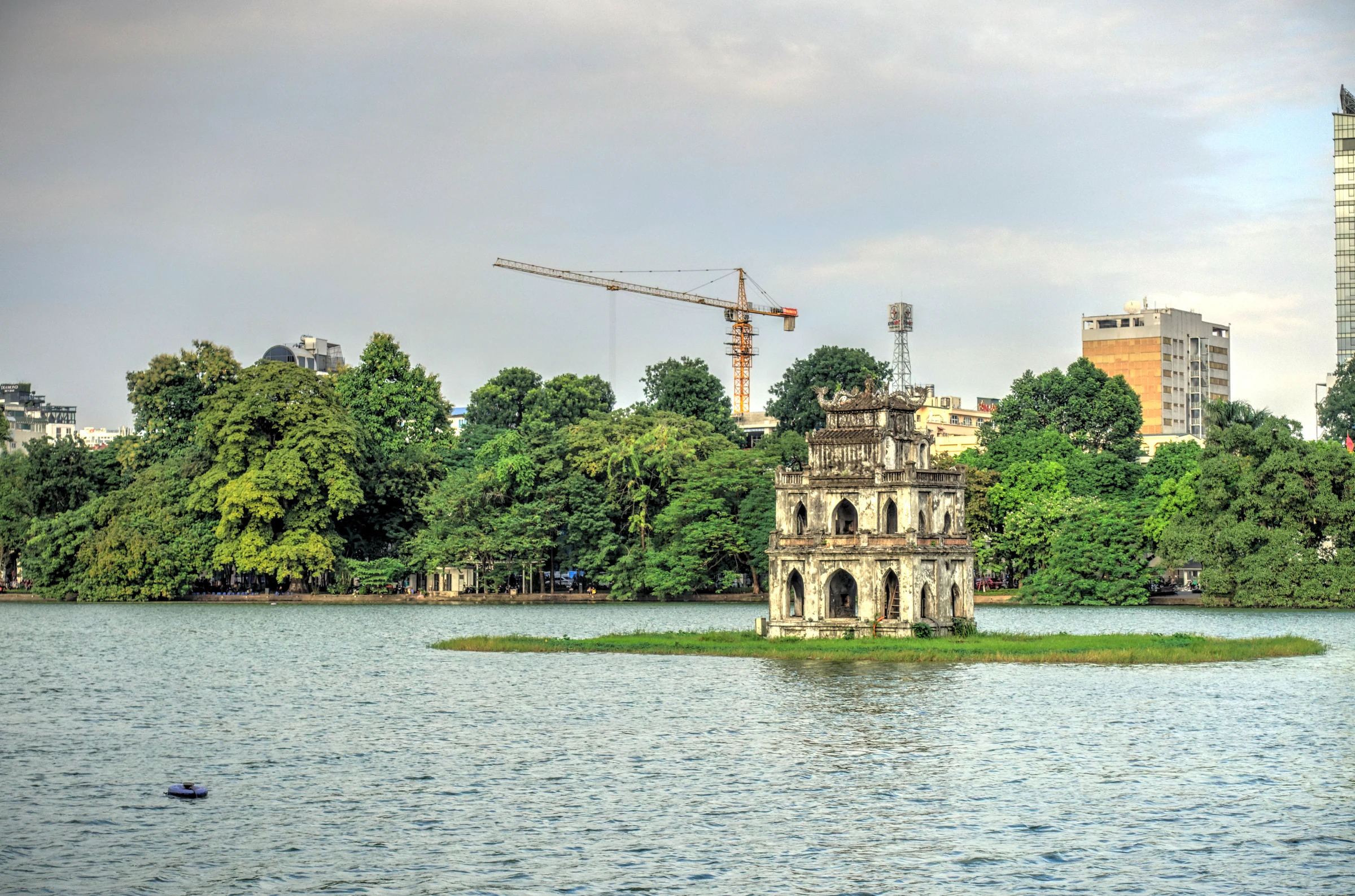 Turtle Tower on Hoan Kiem Lake in central Hanoi