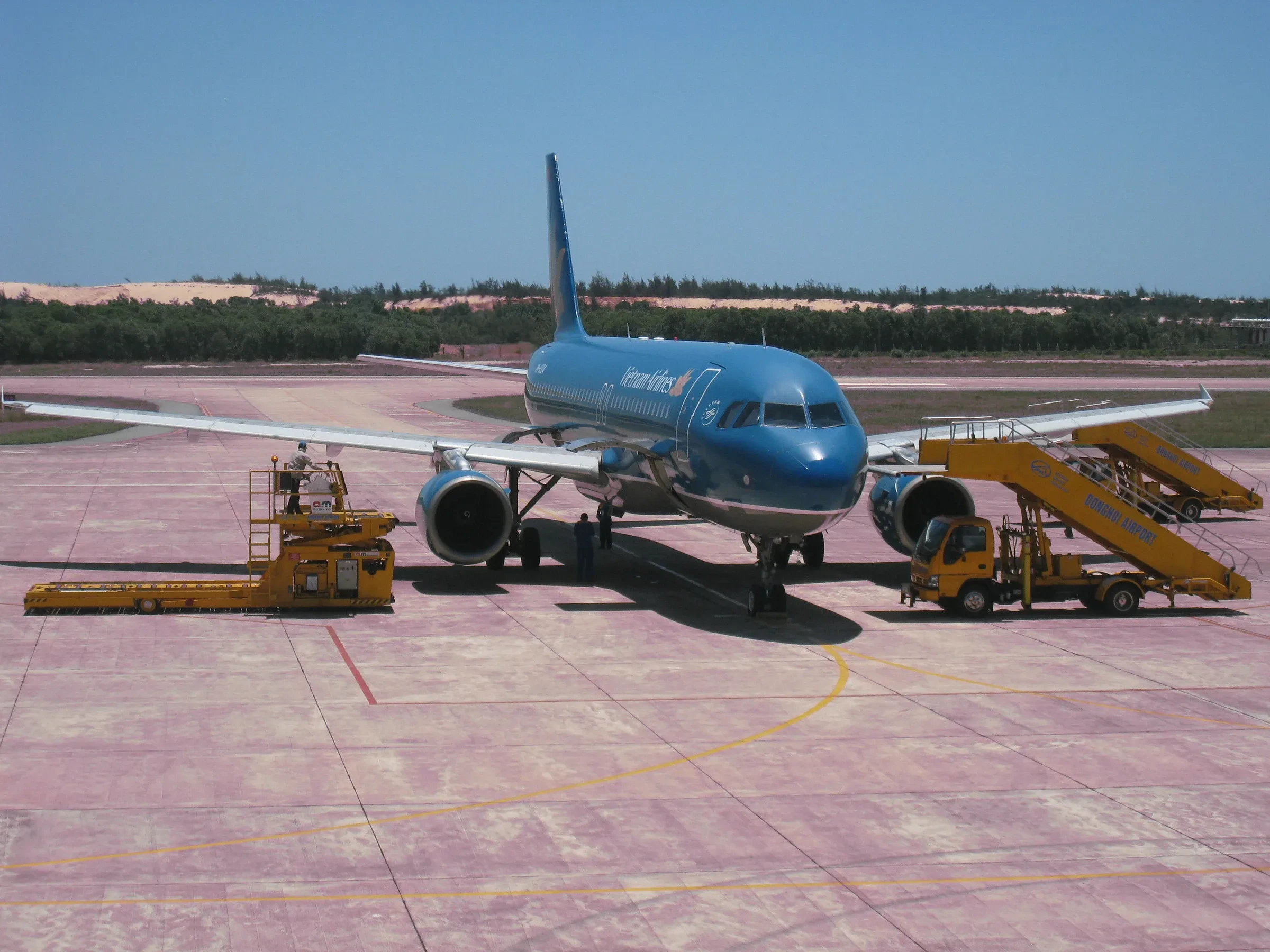 A Vietnam Airlines plane on the apron at Dong Hoi Airport