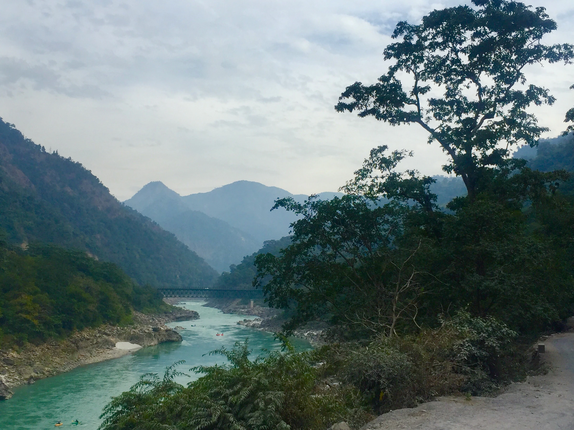 The Ganga river seen from the banks at Rishikesh