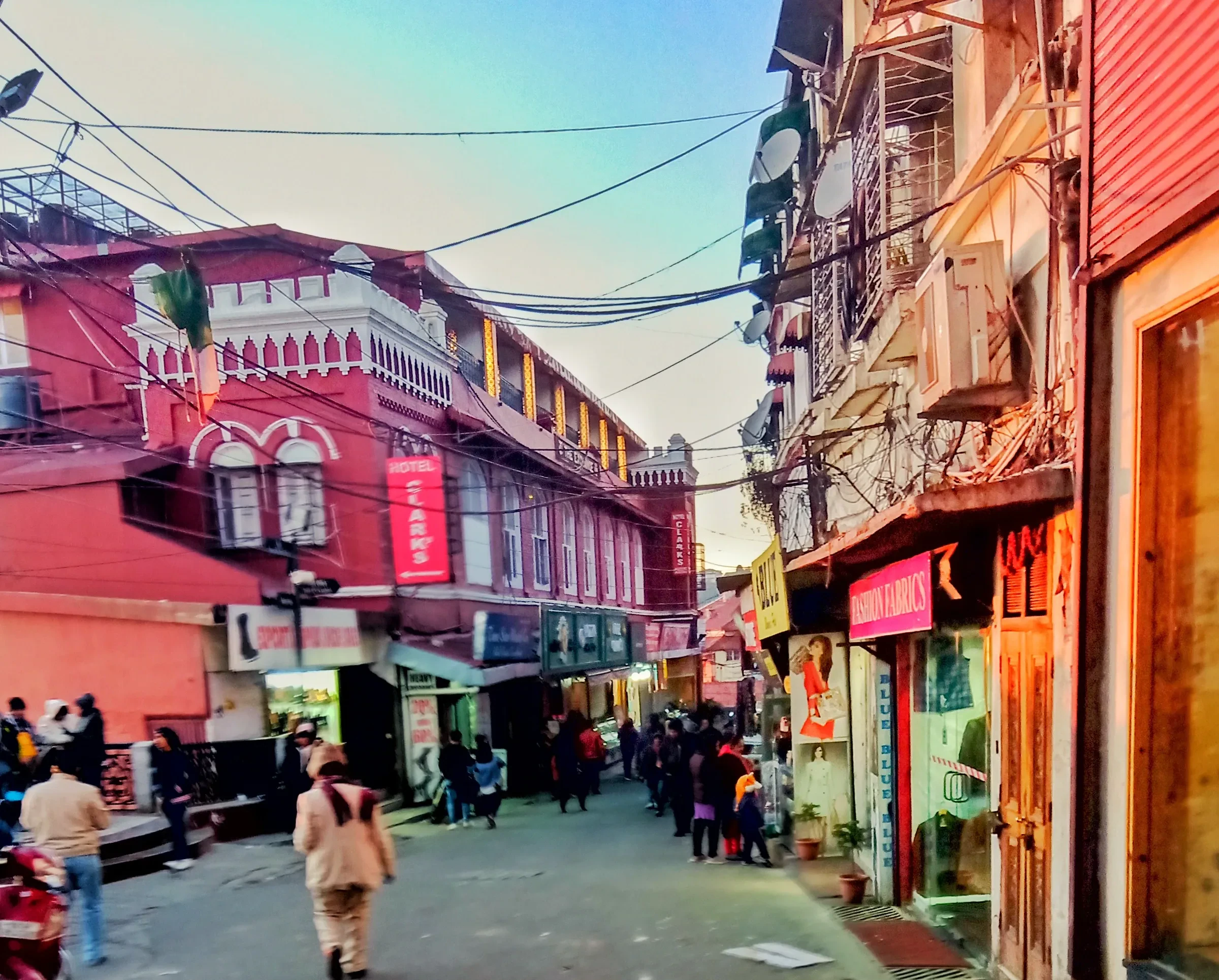 A colourful street on Mall Road in Mussoorie
