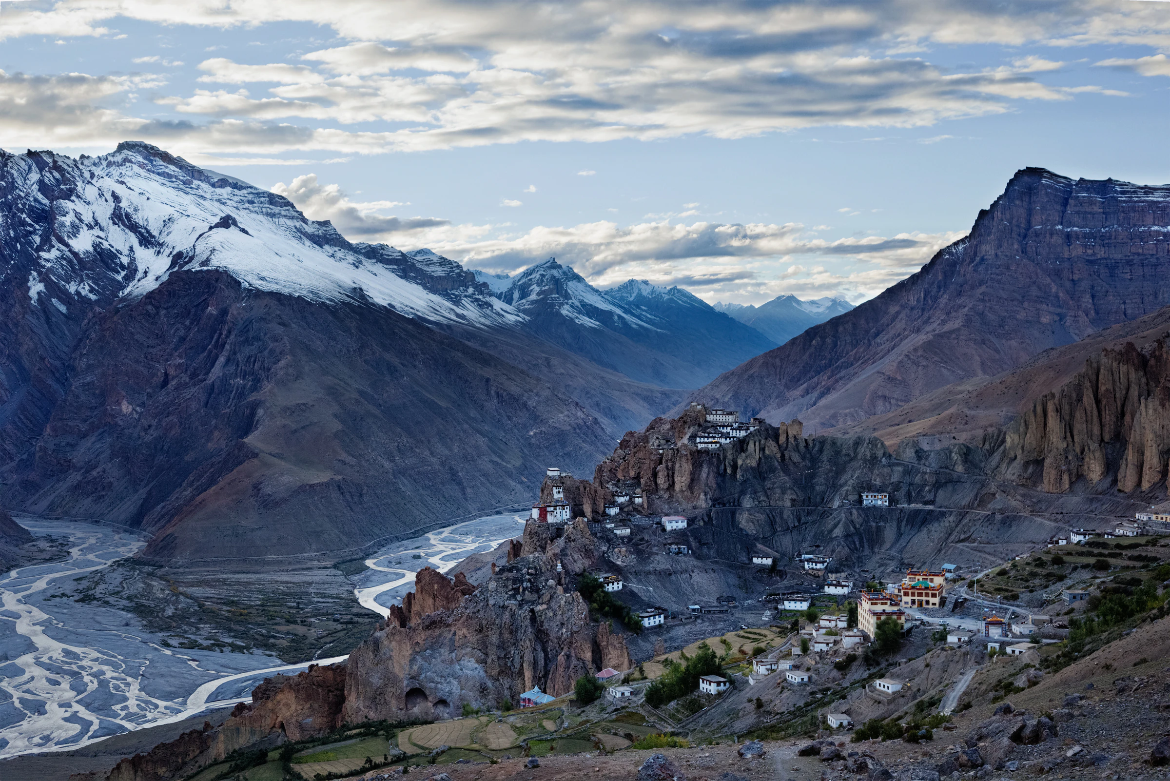 Dhankar Monastery above the Pin and Spiti river confluence
