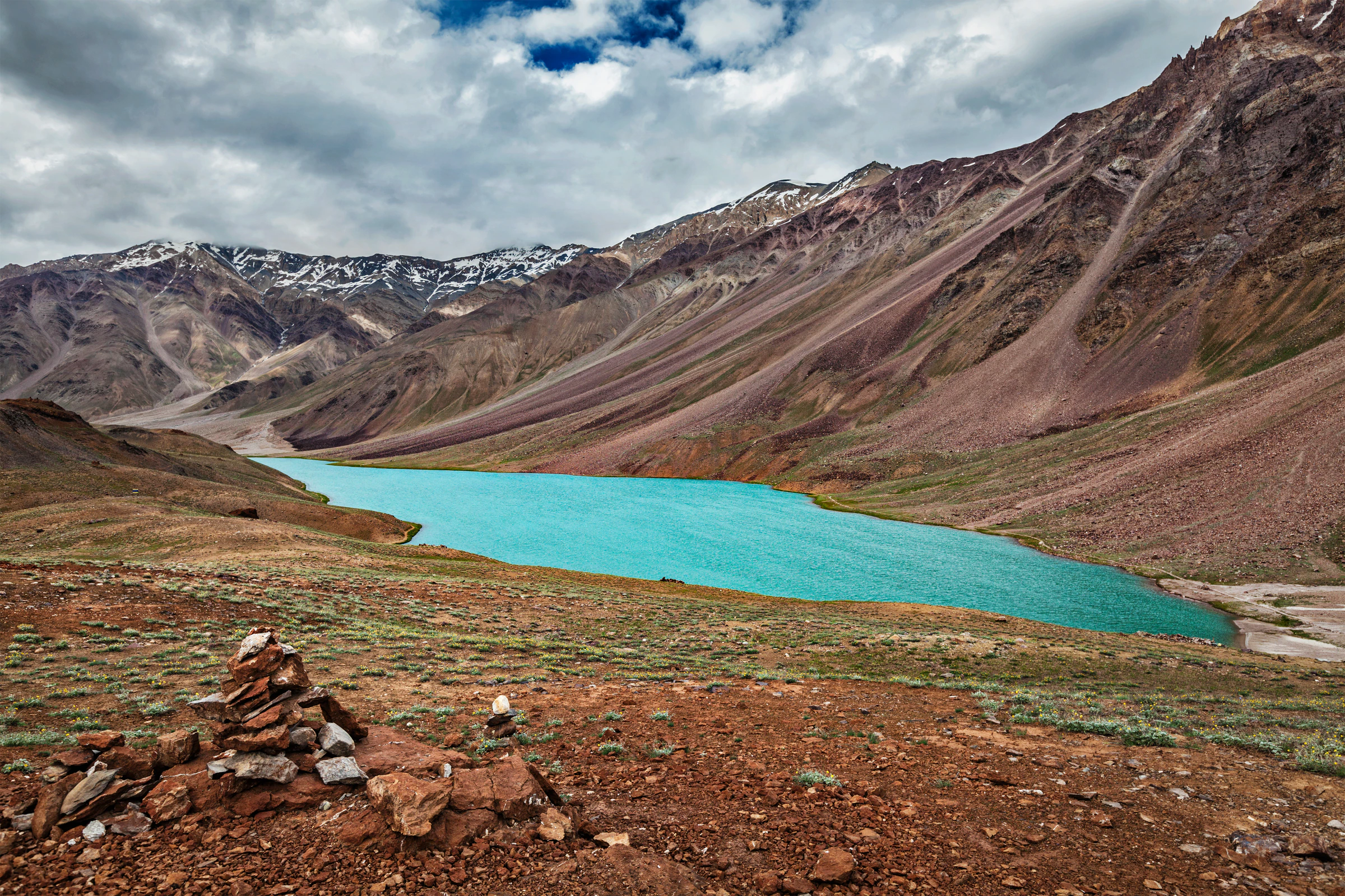 Chandratal, the "moon lake", in the Himalaya