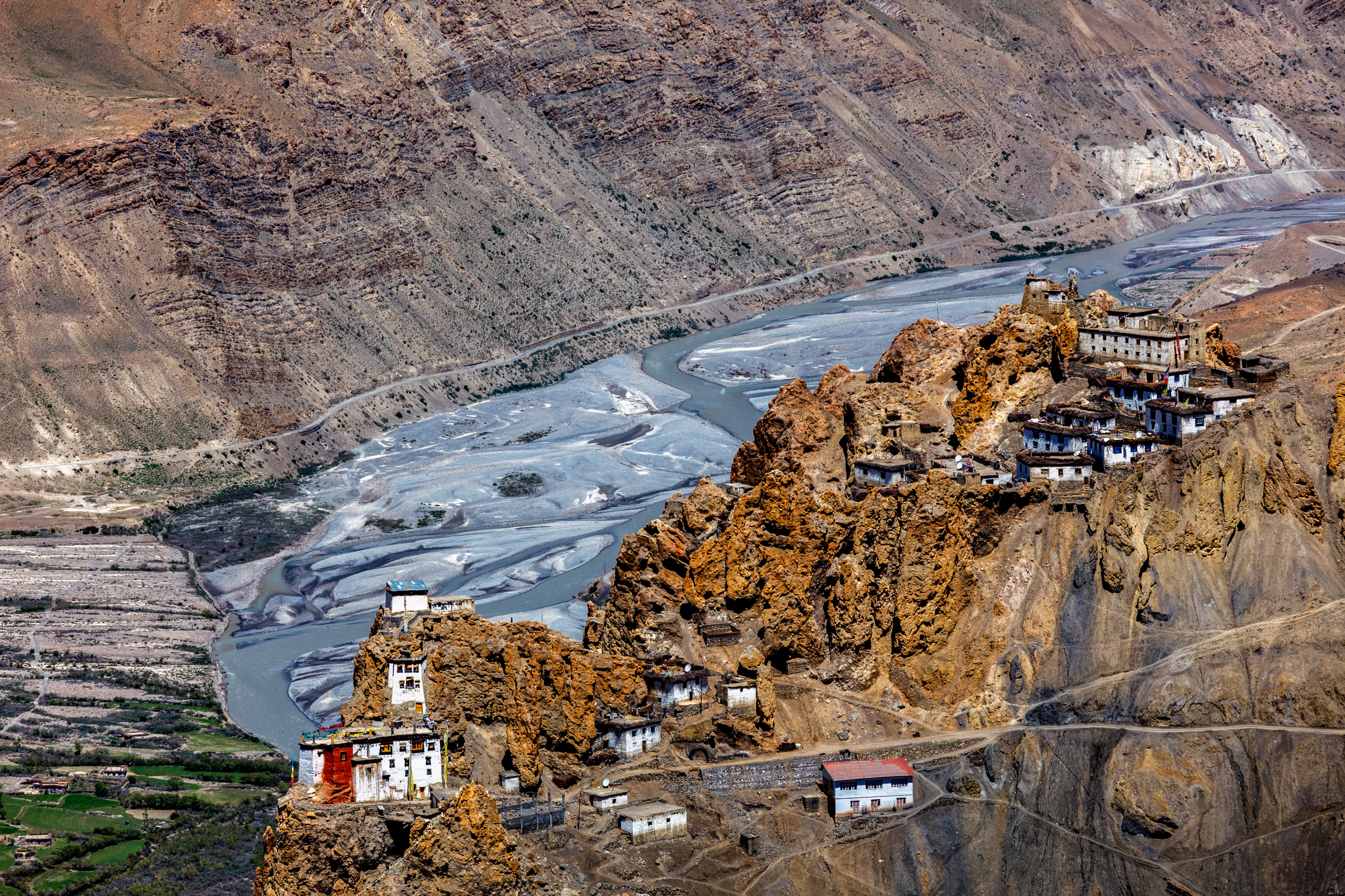 Dhankar Monastery perched on its cliff above the valley
