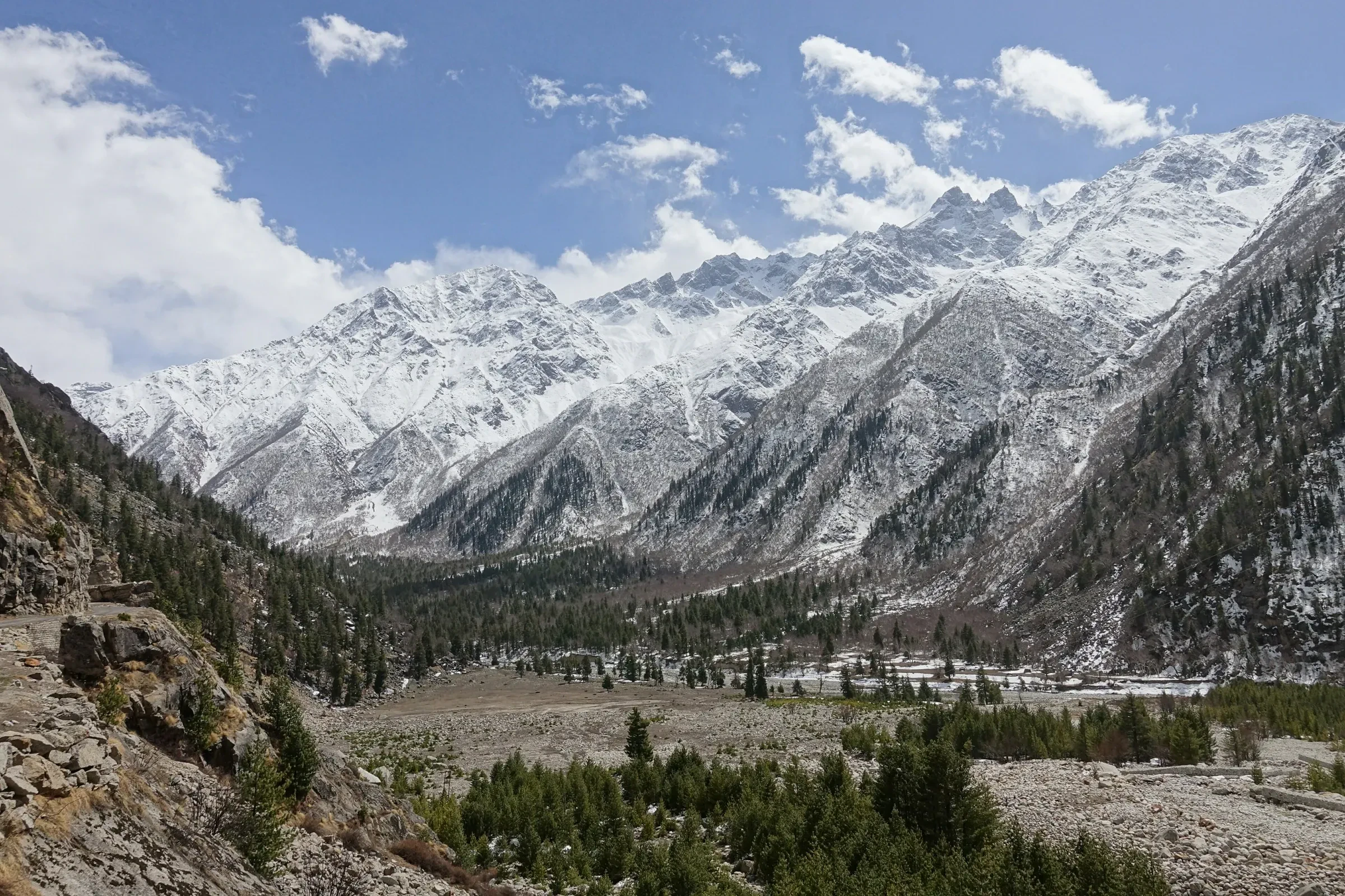 Snow peaks above the Sangla Valley near Chitkul, Himachal Pradesh