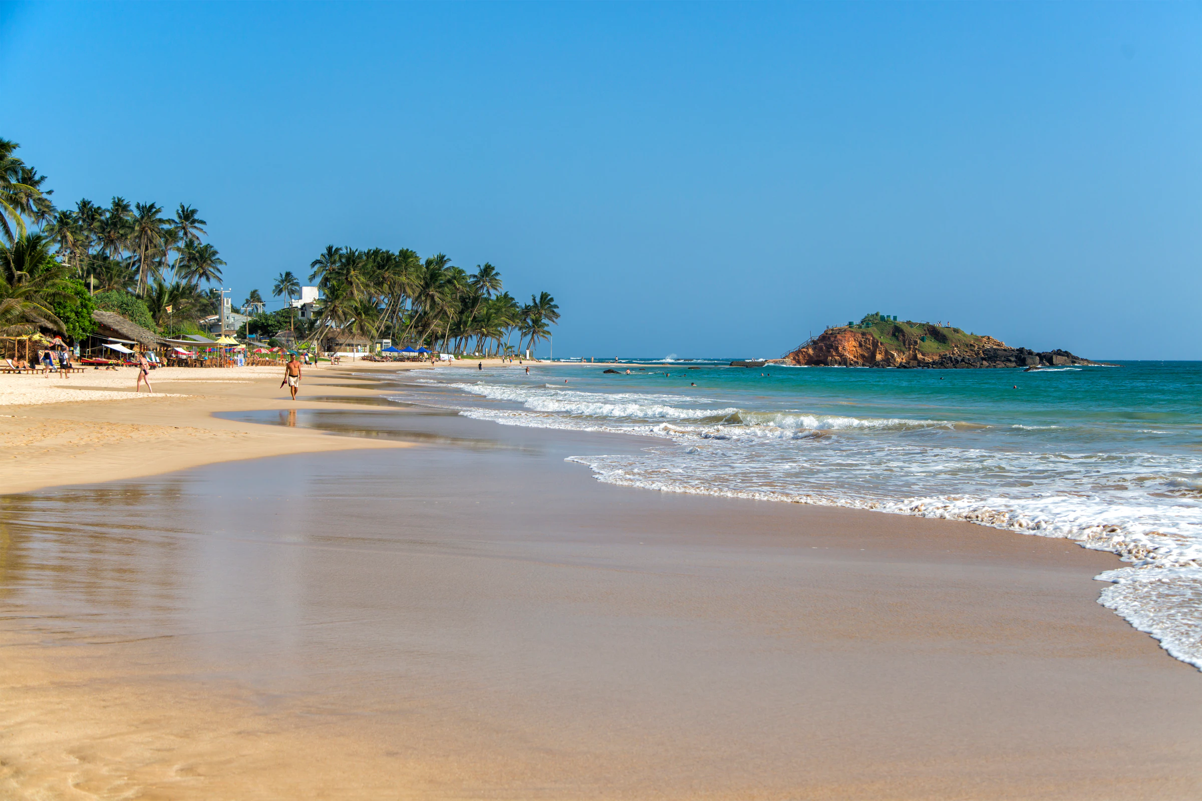 A quiet stretch of beach at Mirissa on the south coast