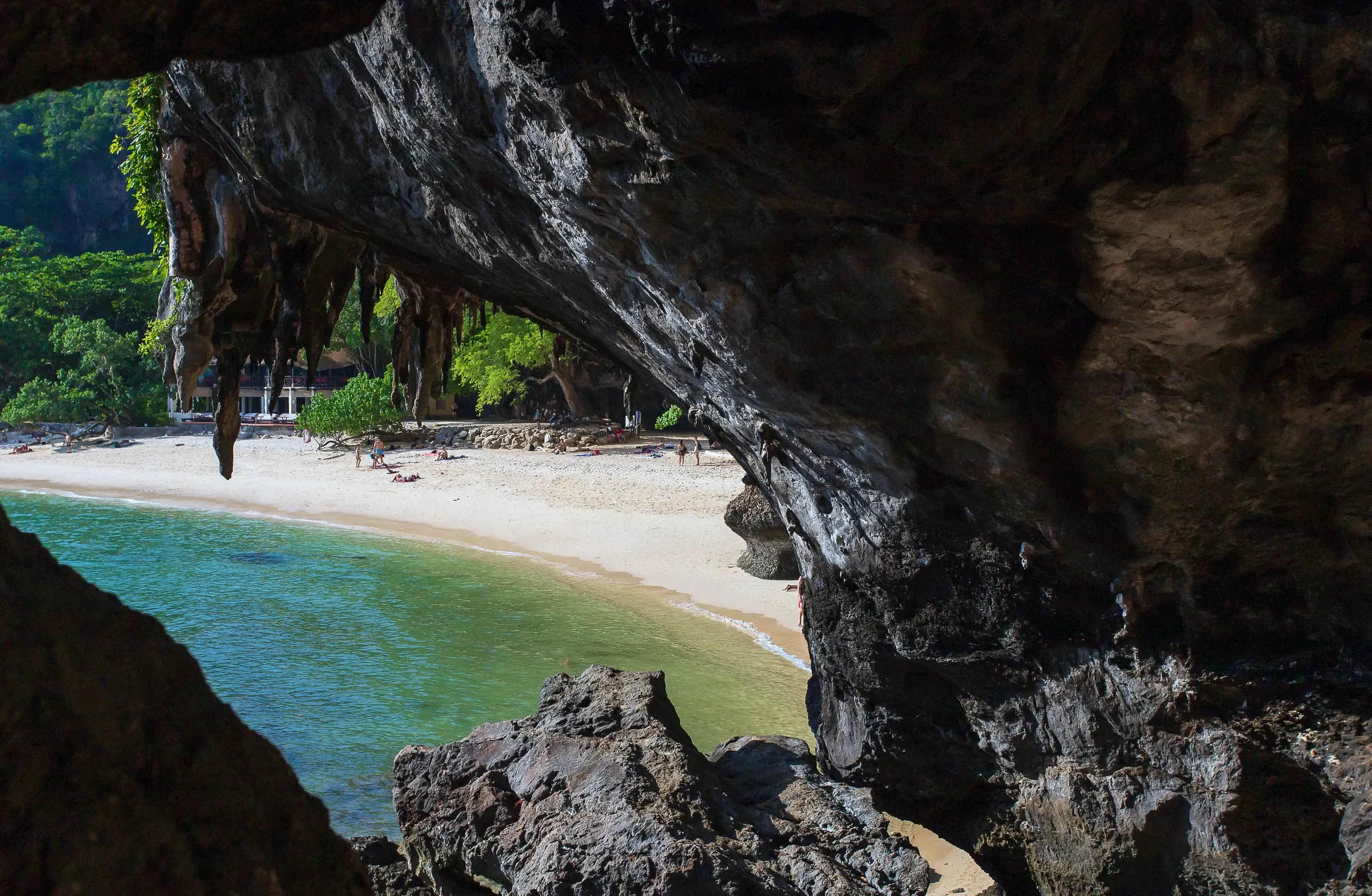 The Phra Nang cave and beach on Railay, seen from inside the cave