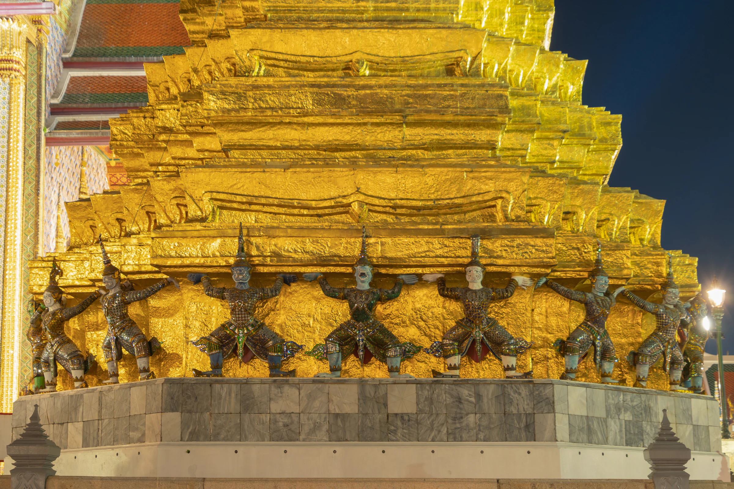 Golden pagoda at the Temple of the Emerald Buddha in Bangkok's Grand Palace
