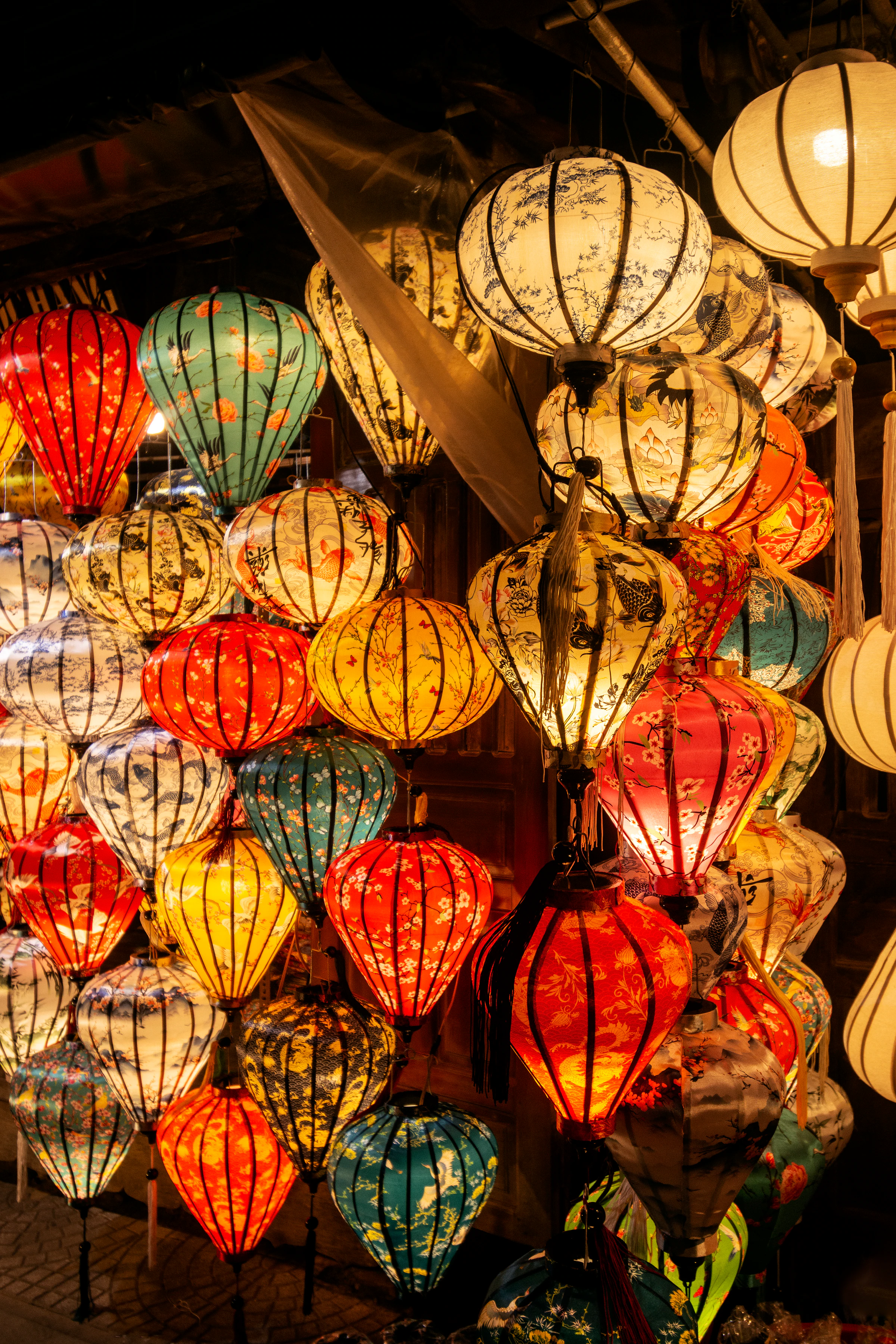 Colourful traditional lanterns on display in Hoi An